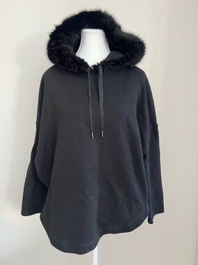 Zara Black Faux-Fur Trim Jacket Medium